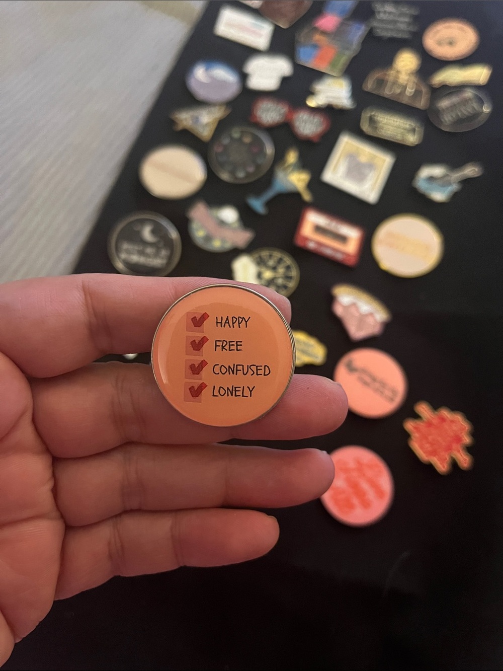 Taylor Swift Orange Mood Checklist Enamel Pin - Home Design Accent
